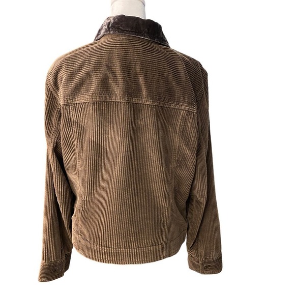 J Jill Womens ribbed Corduroy Jacket Velvet Collar Long Sleeve Brown M - Picture 2 of 10